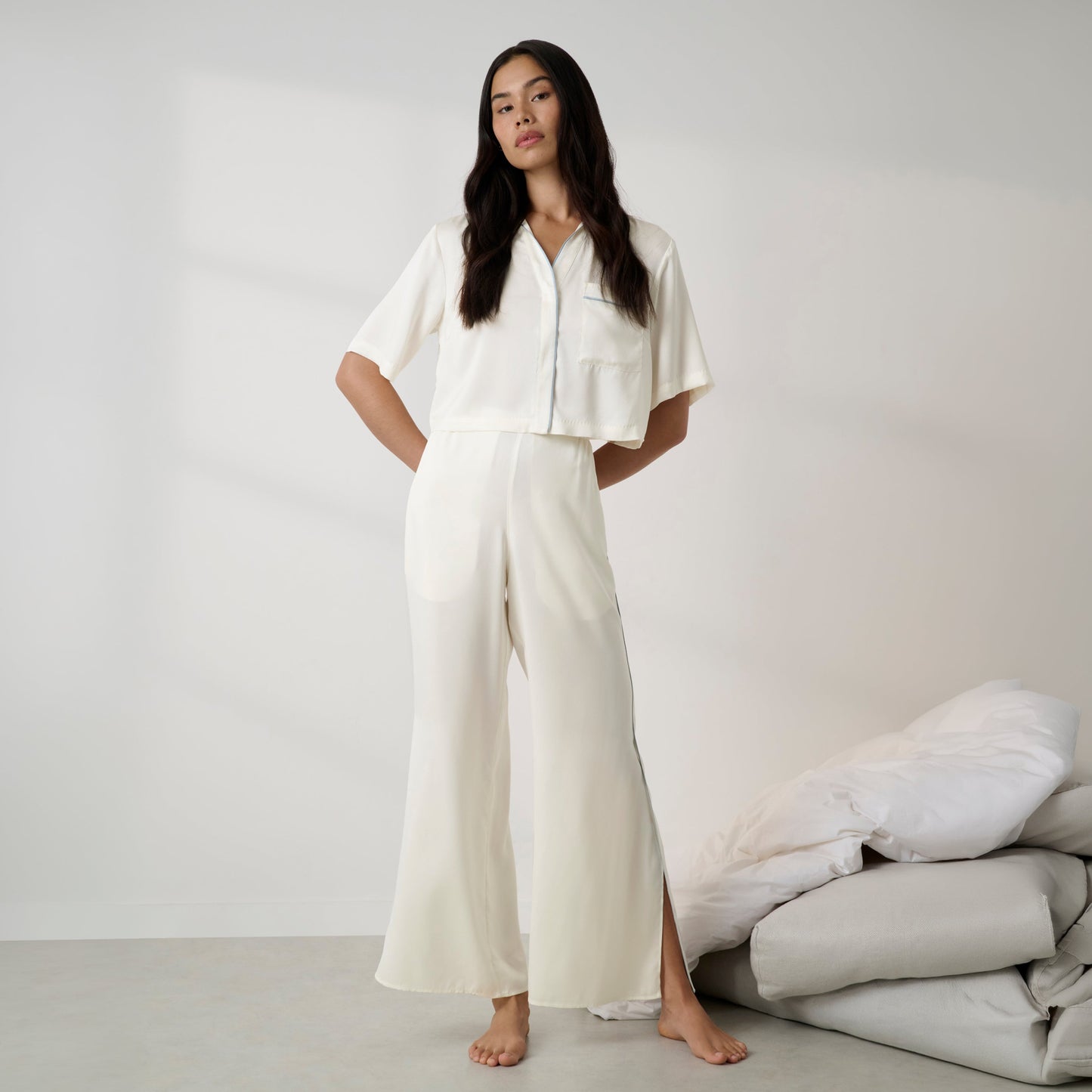 Washable Silk High Rise Pant Set